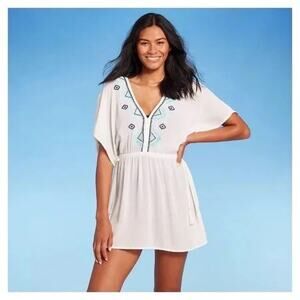 NWT Kona Sol White embroidered Swim Suit cover up dress